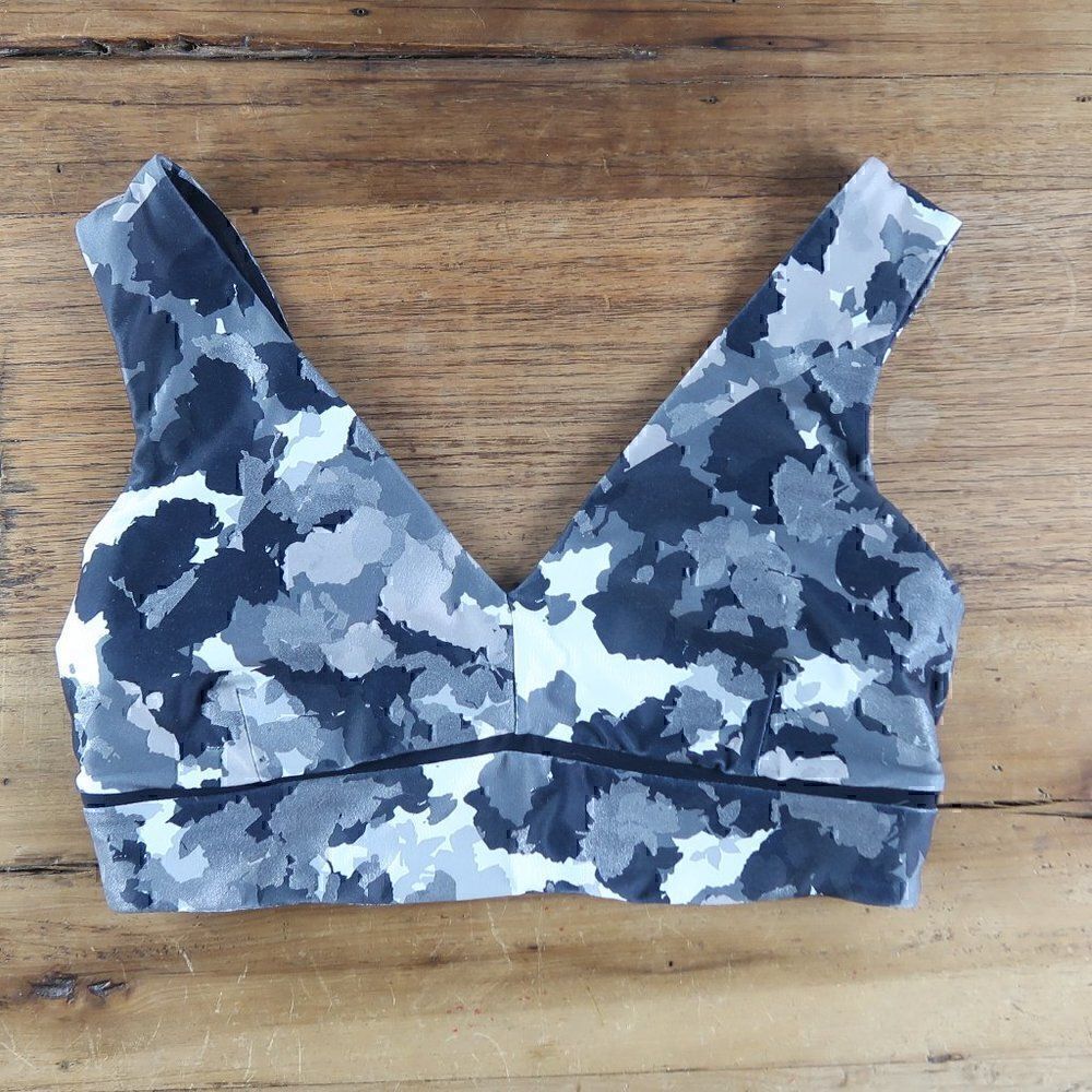 JOY LAB BLACK GREY WHITE CAMO SPORTS BRA WITH PADDING SIZE MEDIUM